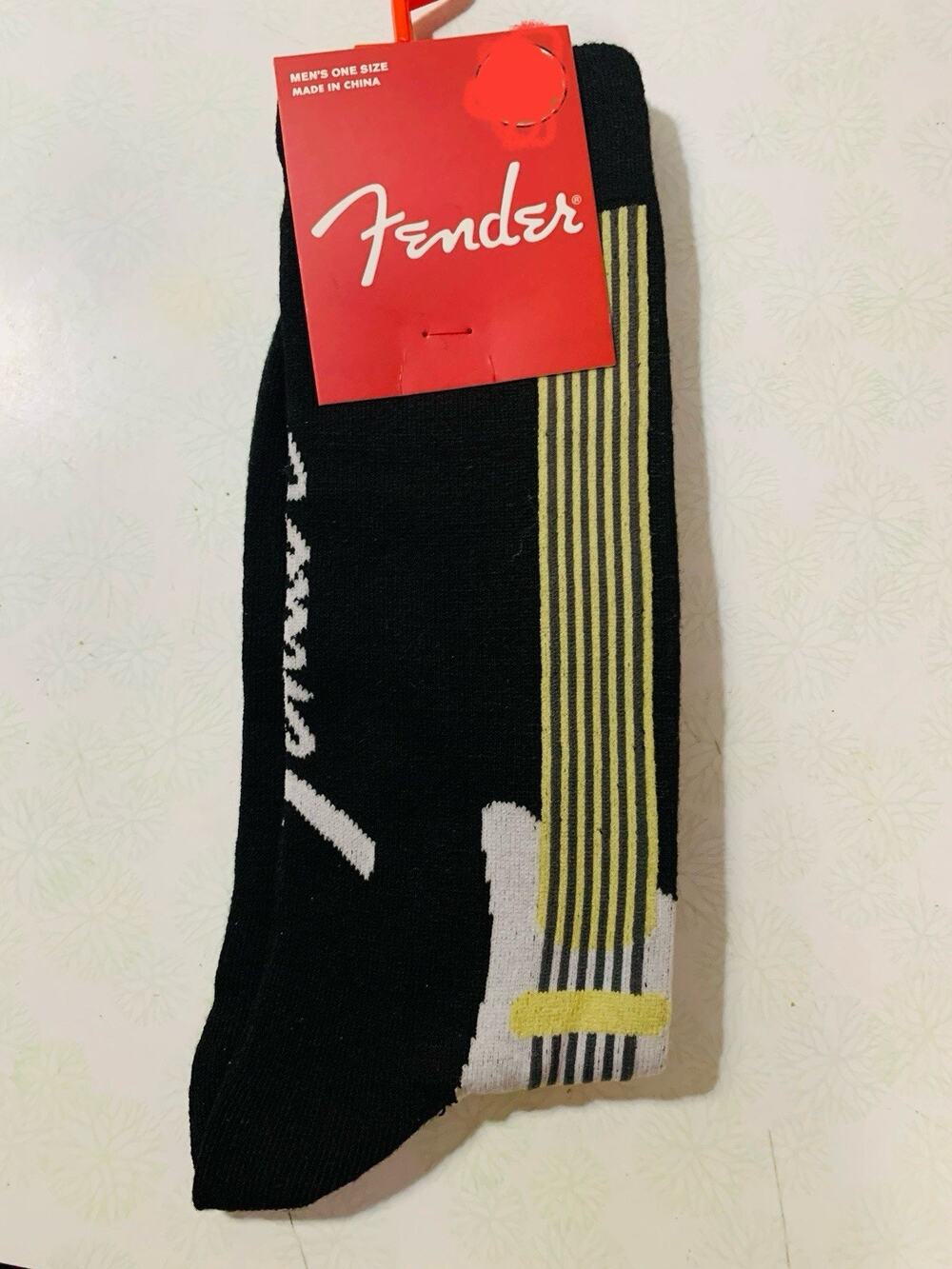 Fender Musical Crew Socks Men’s Shoe Size 7-12 Rock Music Guitar Gift